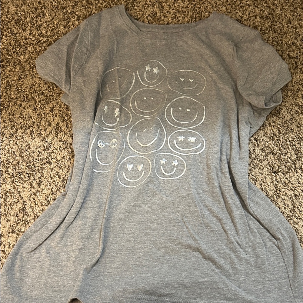 Cat & Jack Gray Smiley Face Tee